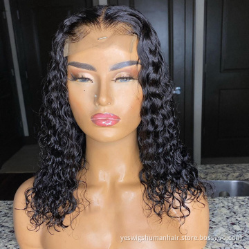 Deep Curly Wave Bob Wig Raw Brazilian Virgin Human Hair Hd Full Lace Frontal Wig Cheap Swiss Transparent Lace Front Wig Vendor